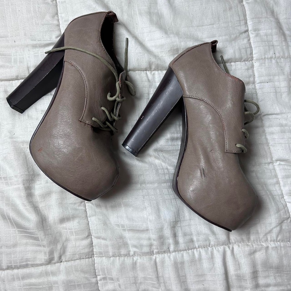 Vintage Forever 21 platform nude ankle boots from 2011ish